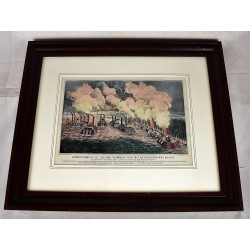 Bombardment of Island "Number Ten" in the Mississippi River: By the Gunboat and Mortar Fleet, Under the Command of Flag Officer A.H. Foote (Original Lithograph)